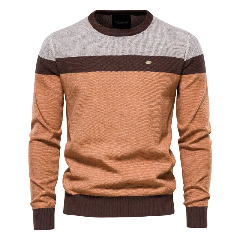 Men's blue classic crew neck knit jumper