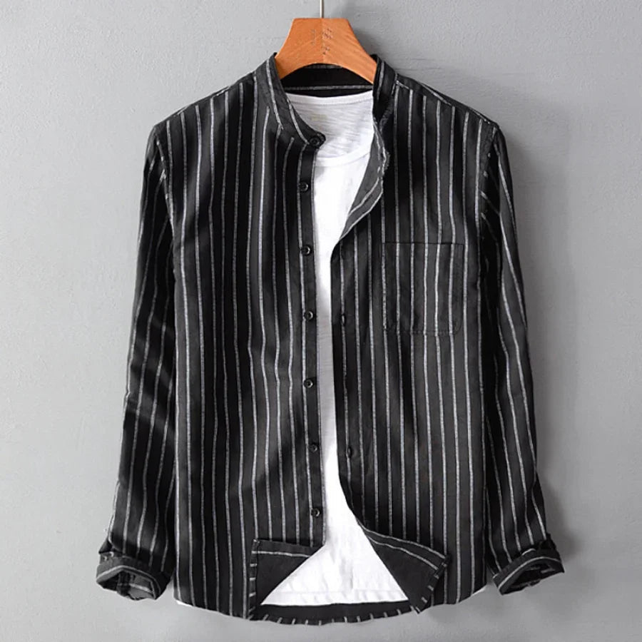 Summer Button Up Shirt With Pinstripes 0