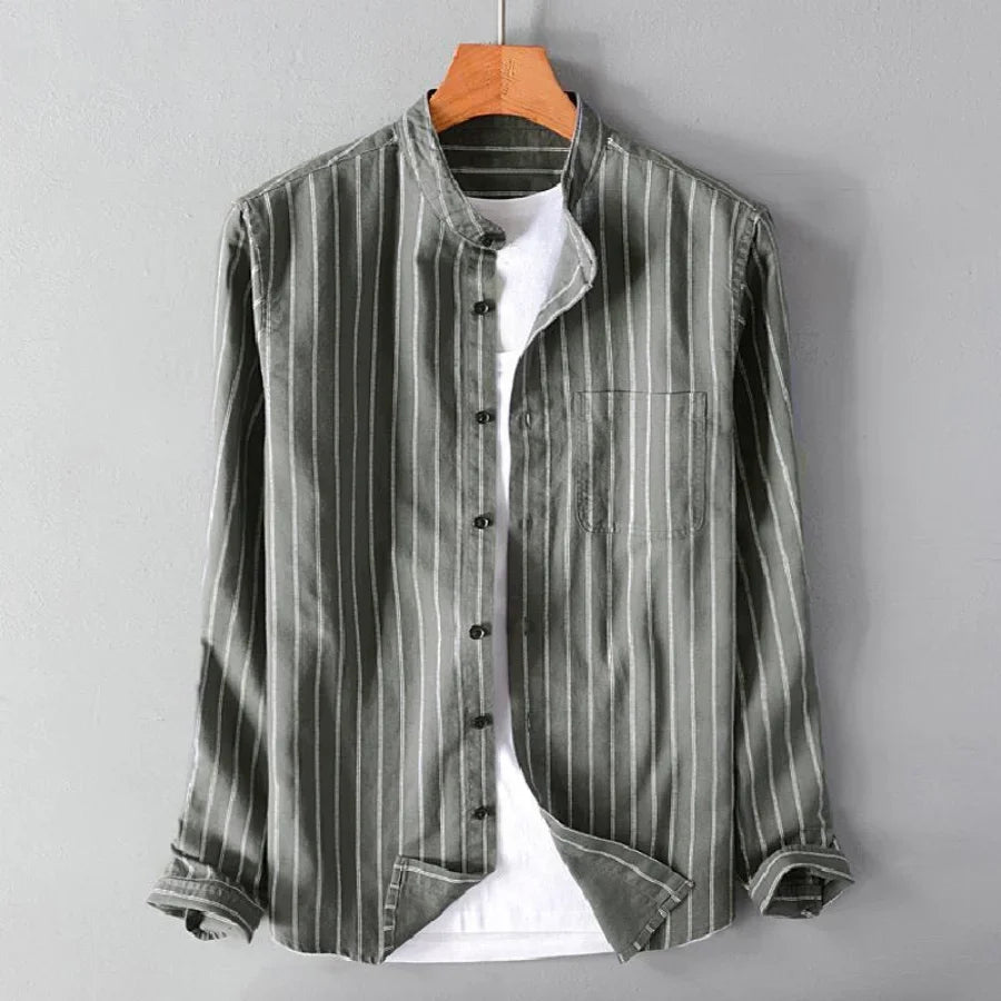 Summer Button Up Shirt With Pinstripes 1