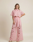 Summer Set Two-Piece Outfit Floral Embroidery Wide-Leg Pants Button-Up Top 3