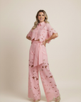 Summer Set Two-Piece Outfit Floral Embroidery Wide-Leg Pants Button-Up Top 4