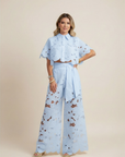 Summer Set Two-Piece Outfit Floral Embroidery Wide-Leg Pants Button-Up Top 6