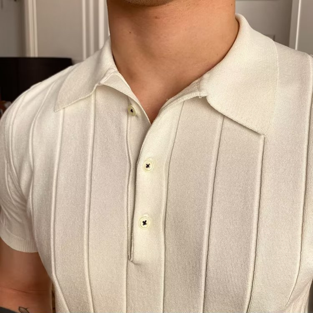 Men’s white men's knitted polo shirt old money
