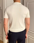 Men’s white men's knitted polo shirt old money