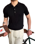 Men’s white men's knitted polo shirt old money