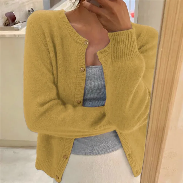 Women's grey soft knit cardigan with loose fit