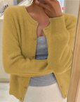 Women's grey soft knit cardigan with loose fit