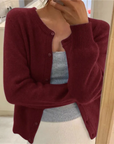 Women's grey soft knit cardigan with loose fit