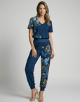 Women’s women's printed two piece set v-neck