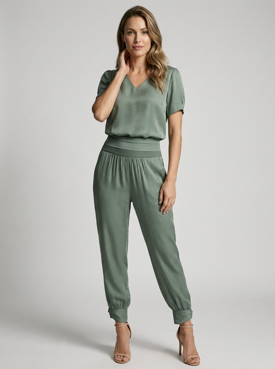 Women’s women's printed two piece set v-neck