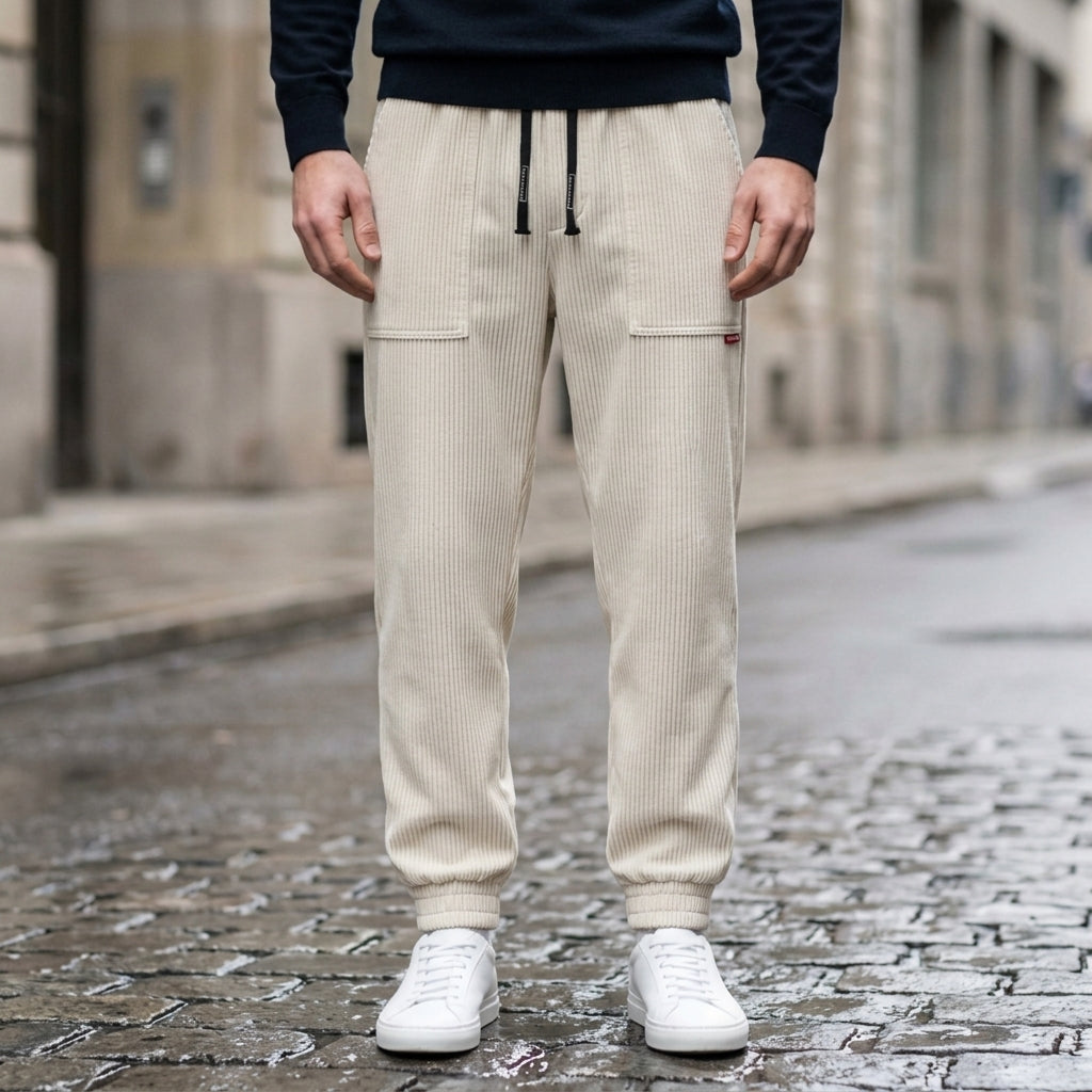 Men's mustard yellow corduroy jogger pants