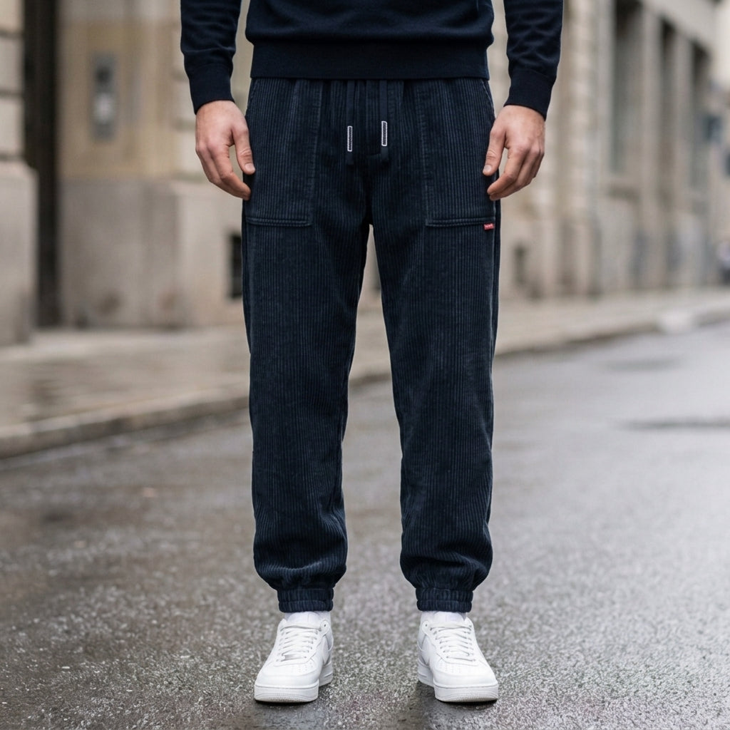 Men's mustard yellow corduroy jogger pants
