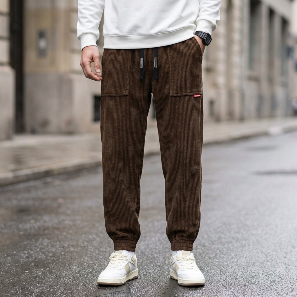 Men's mustard yellow corduroy jogger pants
