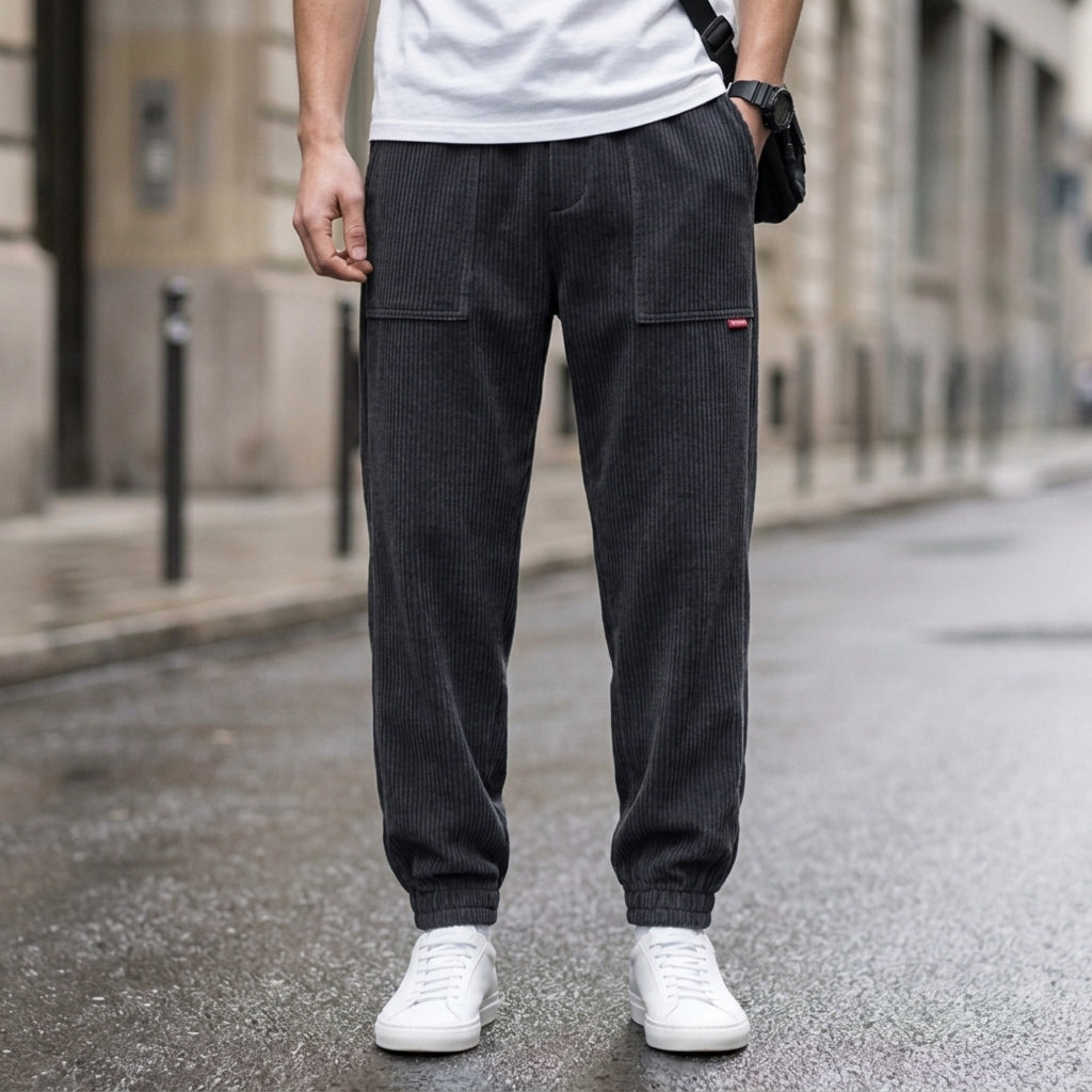 Men's mustard yellow corduroy jogger pants