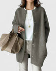 Women's dark grey elegant button-up tailored jacket