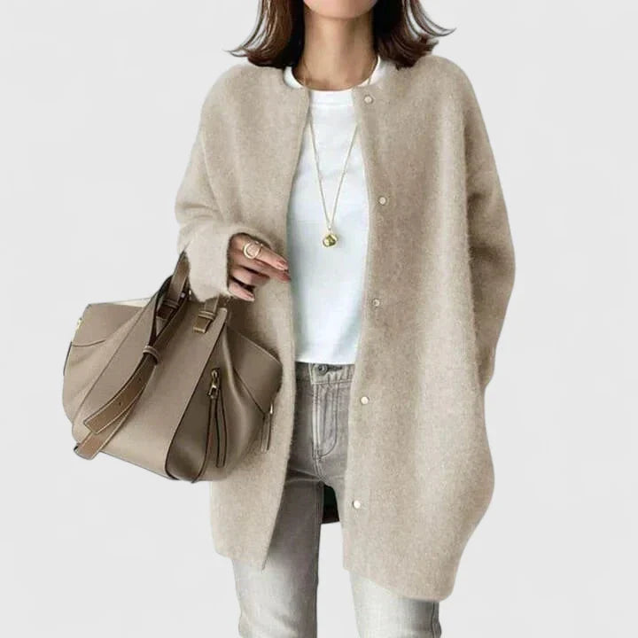 Women's dark grey elegant button-up tailored jacket