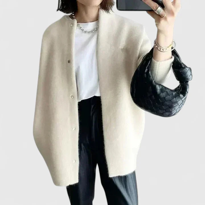 Women's dark grey elegant button-up tailored jacket
