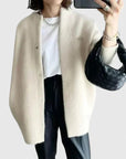 Women's dark grey elegant button-up tailored jacket