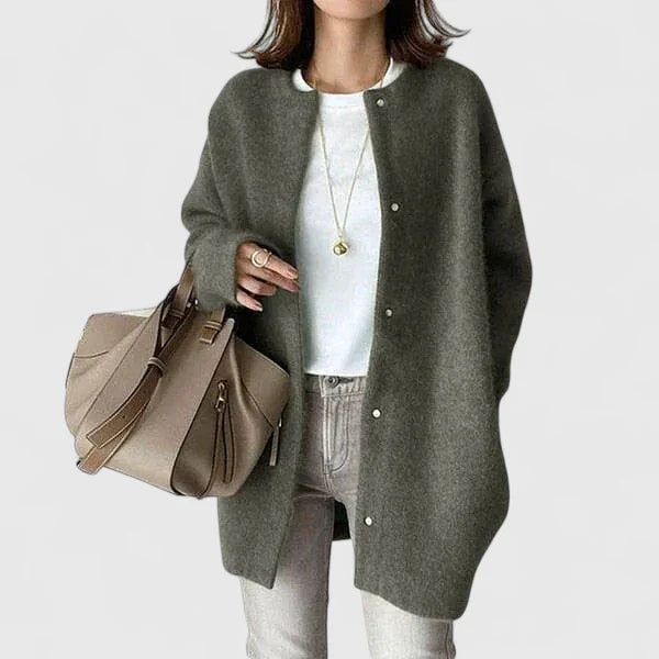 Women's dark grey elegant button-up tailored jacket