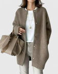 Women's dark grey elegant button-up tailored jacket
