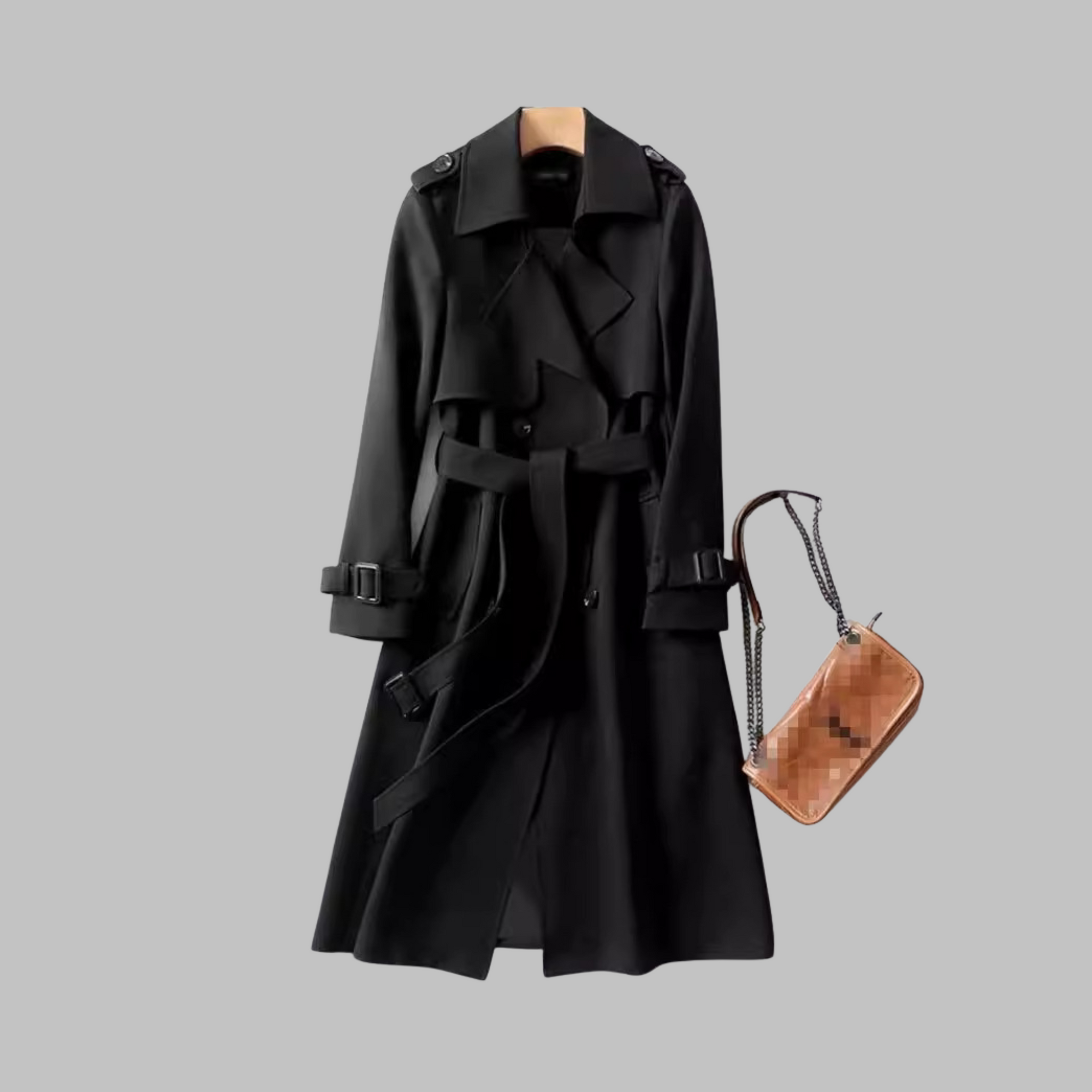 Women's khaki knee-length loose fit coat