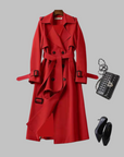 Women's khaki knee-length loose fit coat