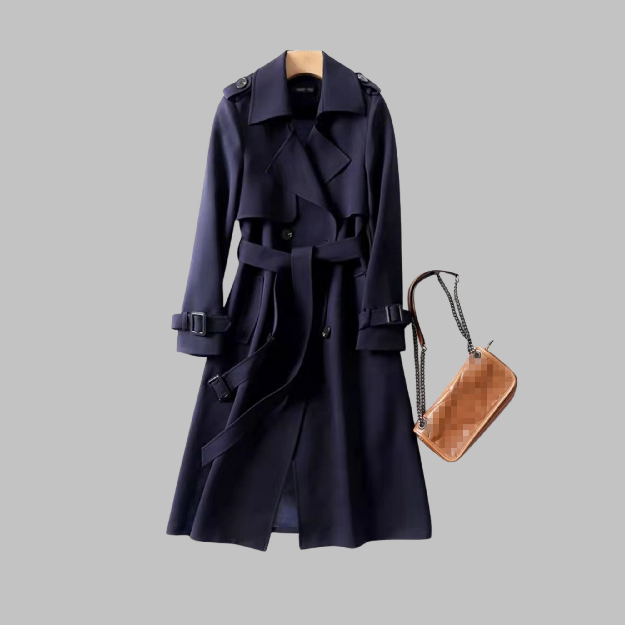 Women's khaki knee-length loose fit coat