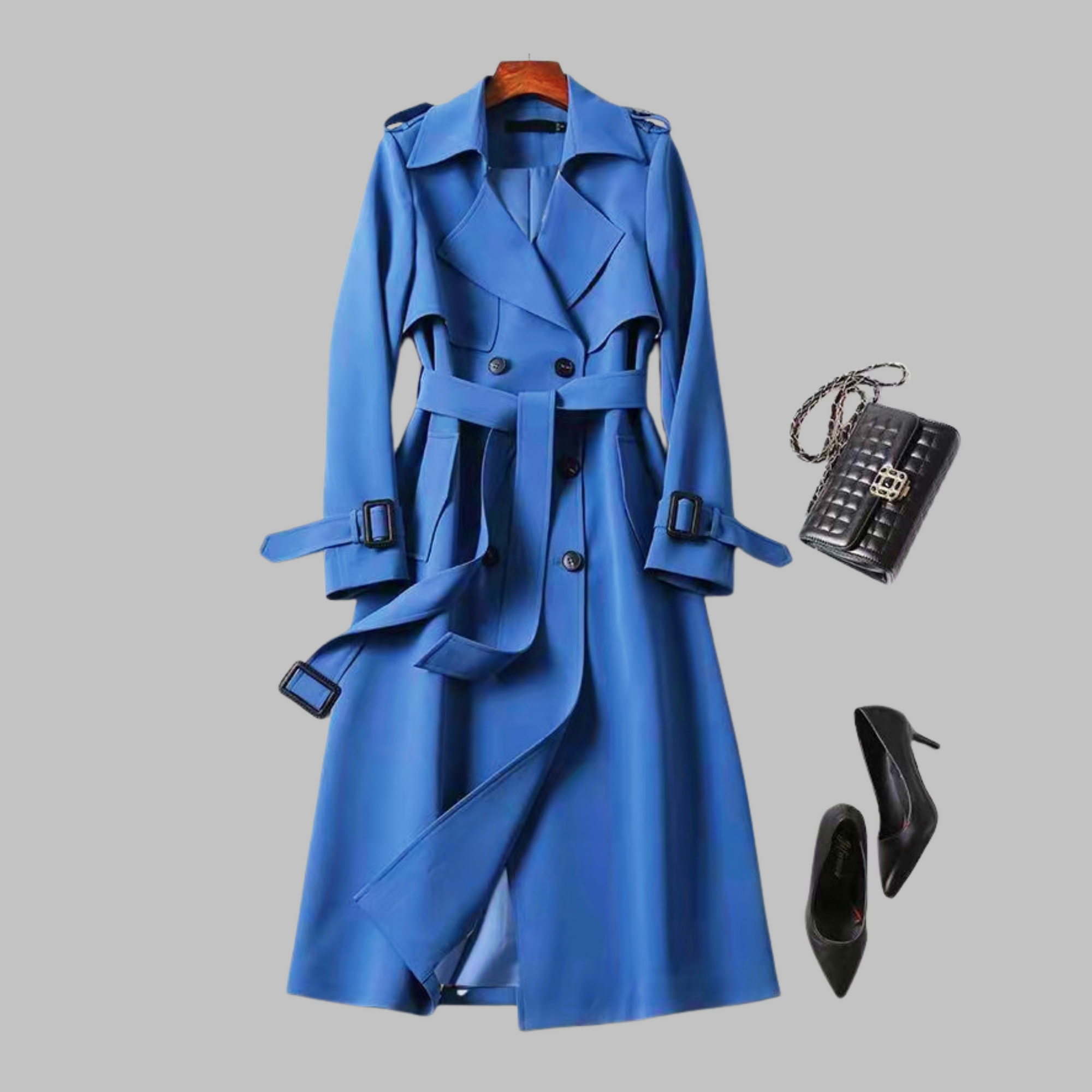 Women's khaki knee-length loose fit coat