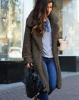 Women's black long teddy coat in borg fleece