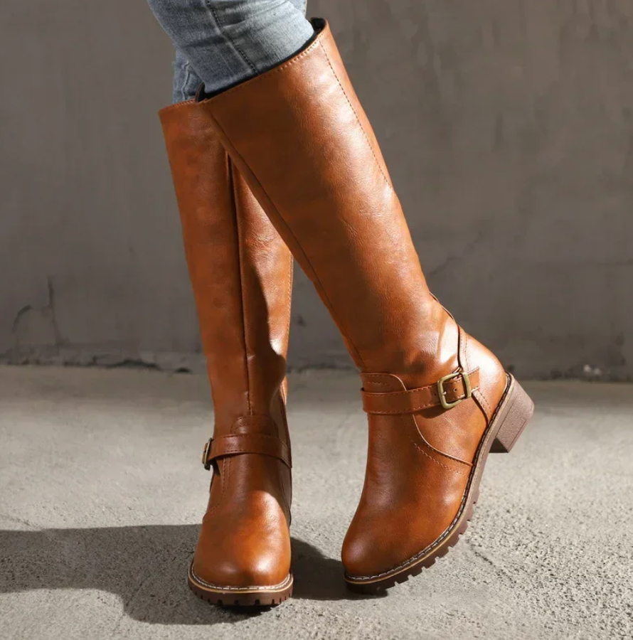 Women's brown ankle boots with chunky sole