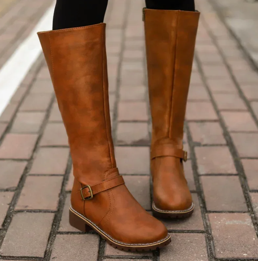 Women's brown ankle boots with chunky sole