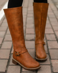 Women's brown ankle boots with chunky sole