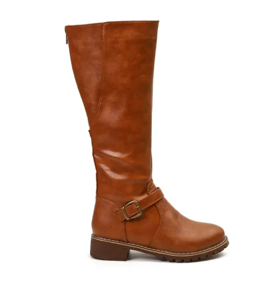 Women's brown ankle boots with chunky sole