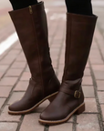 Women's brown ankle boots with chunky sole