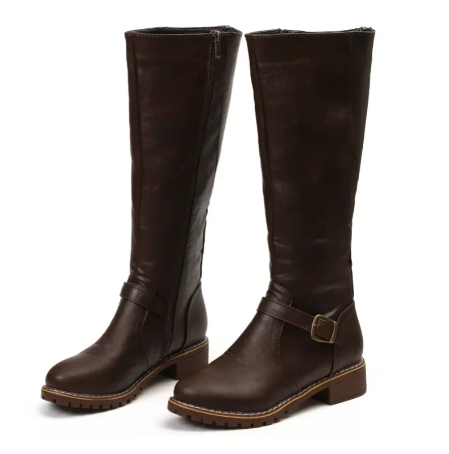 Women's brown ankle boots with chunky sole