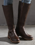 Women's brown ankle boots with chunky sole