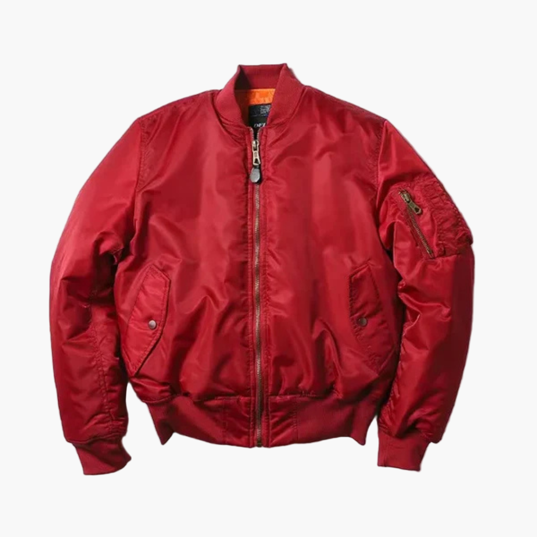 Unisex Red Bomber Jacket classic street style