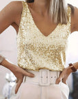 V-Neck Top with Sequined Design for Spring and Summer Wardrobe 10