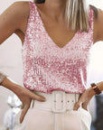 V-Neck Top with Sequined Design for Spring and Summer Wardrobe 11