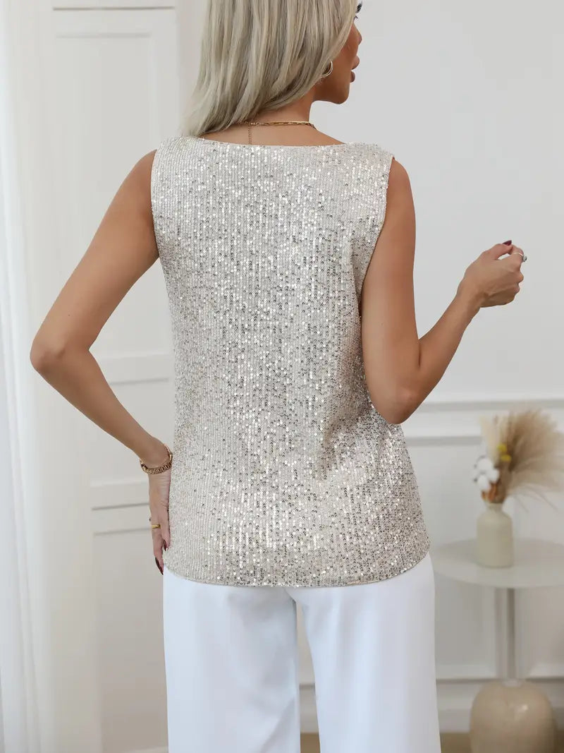 V-Neck Top with Sequined Design for Spring and Summer Wardrobe 3