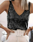 V-Neck Top with Sequined Design for Spring and Summer Wardrobe 4