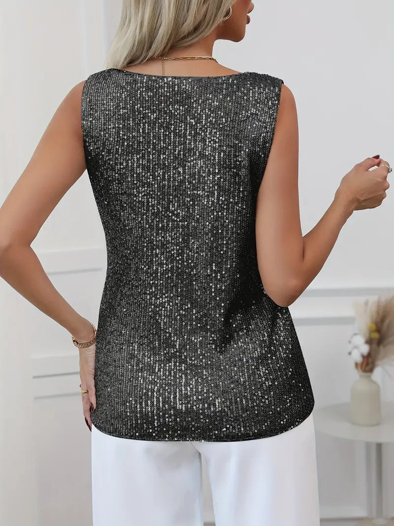 V-Neck Top with Sequined Design for Spring and Summer Wardrobe 6