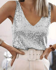 V-Neck Top with Sequined Design for Spring and Summer Wardrobe 9