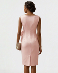 Women’s pink women's draped midi dress bow cocktail