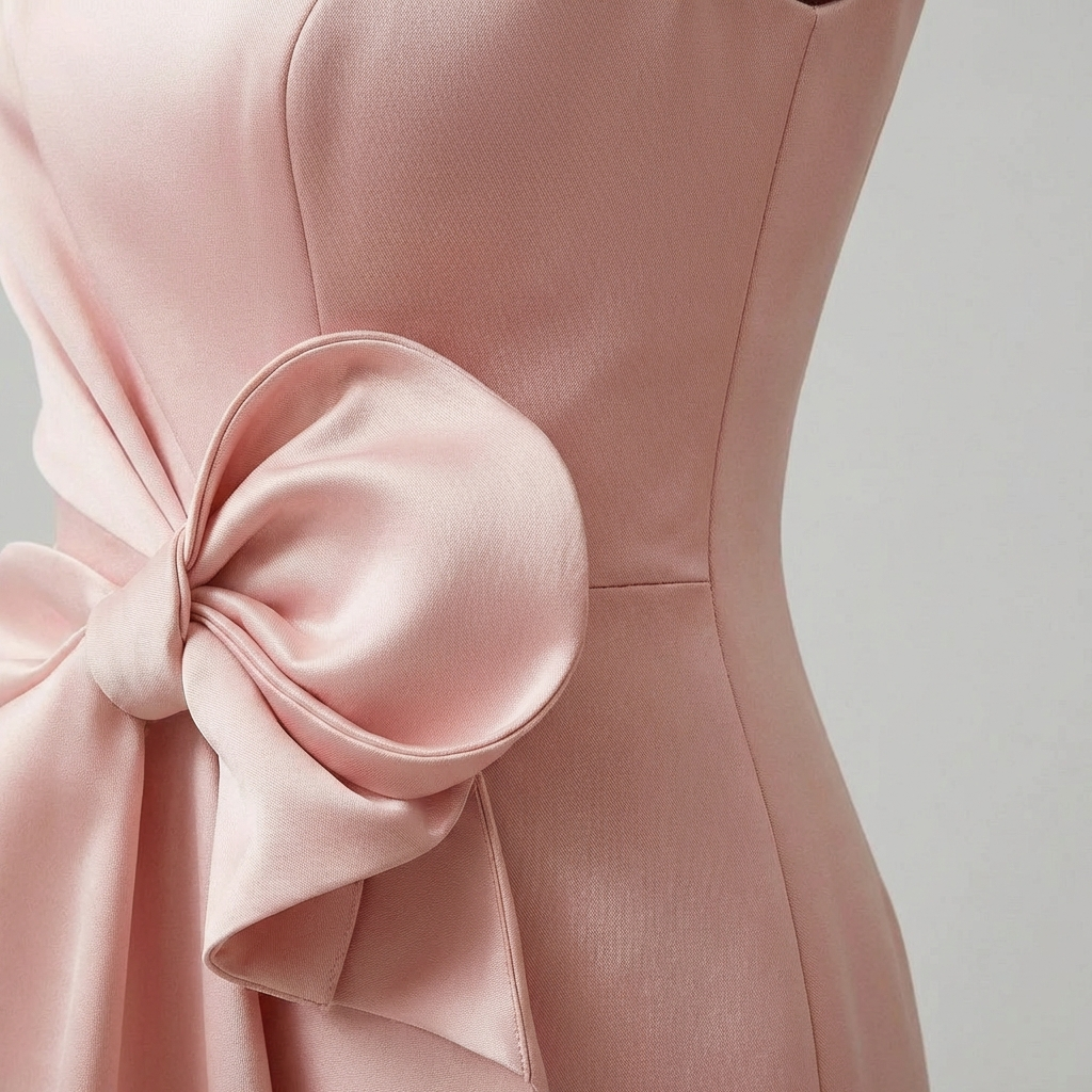 Women’s pink women's draped midi dress bow cocktail