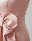 Women’s pink women's draped midi dress bow cocktail