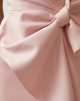 Women’s pink women's draped midi dress bow cocktail