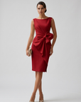 Women’s women's draped midi dress bow cocktail