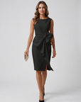 Women’s women's draped midi dress bow cocktail