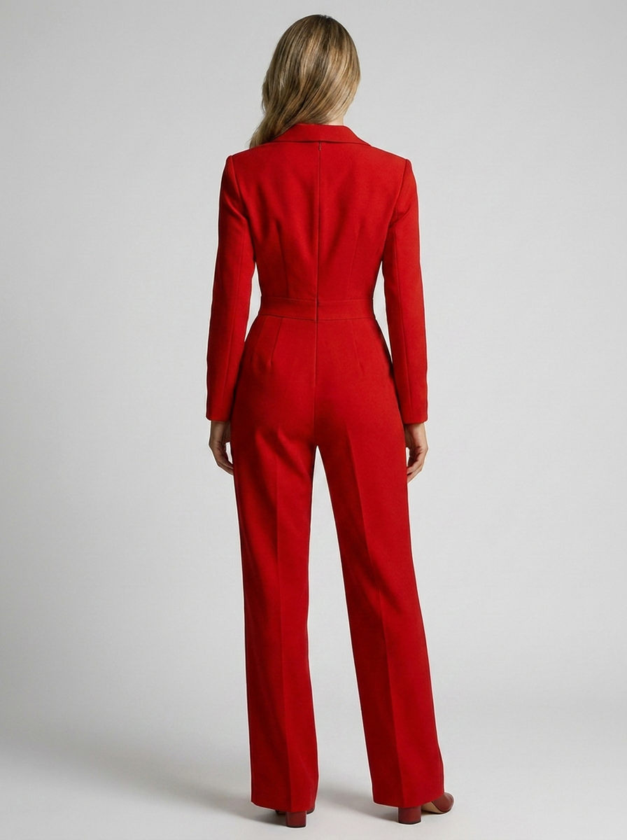Women’s red women's wide leg jumpsuit tailored